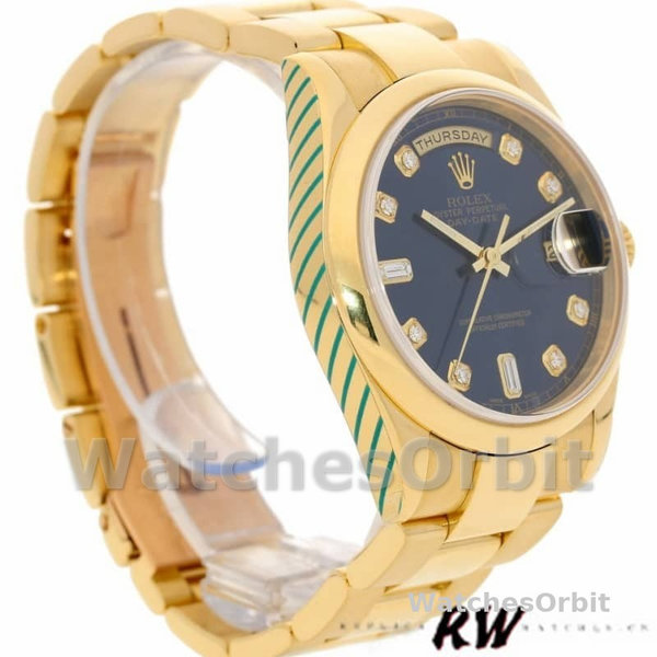 Replique Rolex Day-Date 36mm Unisex-118208-Blue Cadran Diamant Bleu
