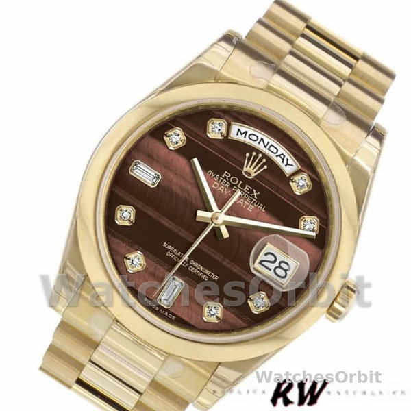 Replique Rolex Day-Date 36mm Unisex-118208-Bulls Eye-Diamonds Dial Brown unisexe
