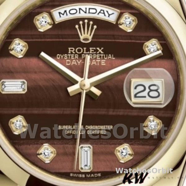 Replique Rolex Day-Date 36mm Unisex-118208-Bulls Eye-Diamonds Dial Brown unisexe