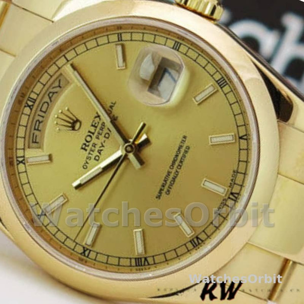 Replique Rolex Day-Date 36mm Unisex-118208-Champagne Cadran Champagne