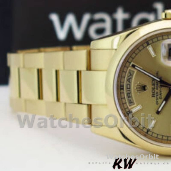 Replique Rolex Day-Date 36mm Unisex-118208-Champagne Cadran Champagne