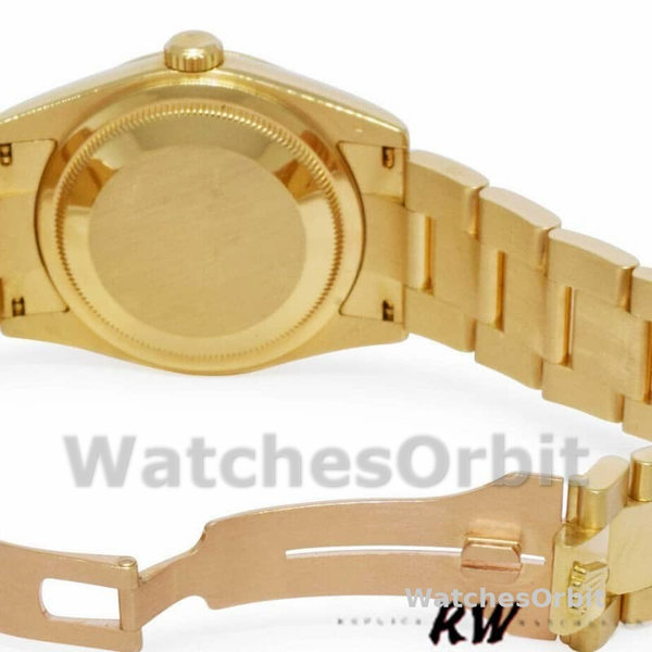 Replique Rolex Day-Date 36mm Unisex-118208-Cadran champagne-horloges en chiffres arabes-or jaune champagne