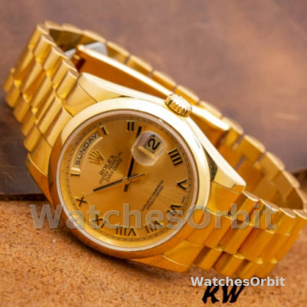 Replique Rolex Day-Date 36mm Unisex-118208-Champagne Cadran-Numéros romains Champagne