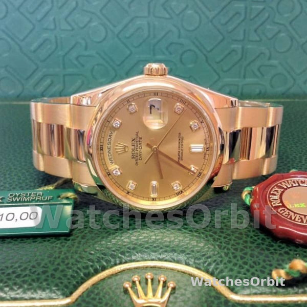 Replique Rolex Day-Date 36mm Unisex-118208-Champagne Cadran diamant Champagne