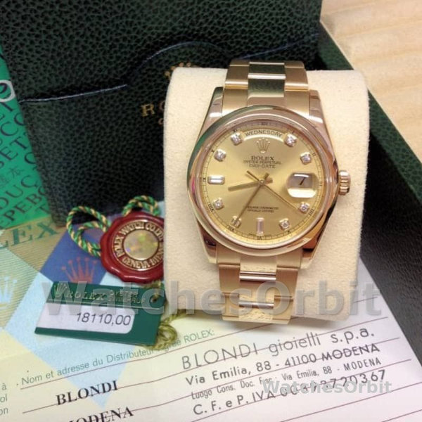 Replique Rolex Day-Date 36mm Unisex-118208-Champagne Cadran diamant Champagne