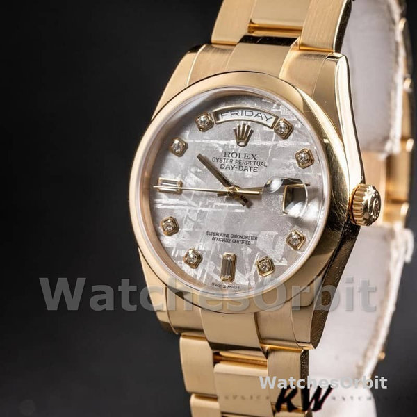 Replique Rolex Day-Date 36mm Unisex-118208-Meteorite Grey-Diamond Dial Grey