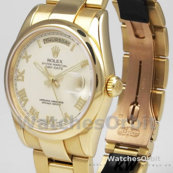 Replique Rolex Day-Date 36mm Unisex-118208-Roman Numeral Pyramid-Ivory Dial Ivoire