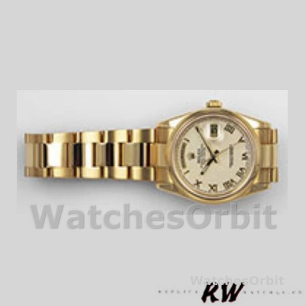 Replique Rolex Day-Date 36mm Unisex-118208-Roman Numeral Pyramid-Ivory Dial Ivoire