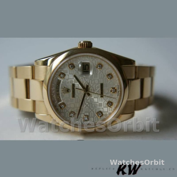 Replique Rolex Day-Date 36mm Unisex-118208-Silver Diamond Jubilee Dial Silver