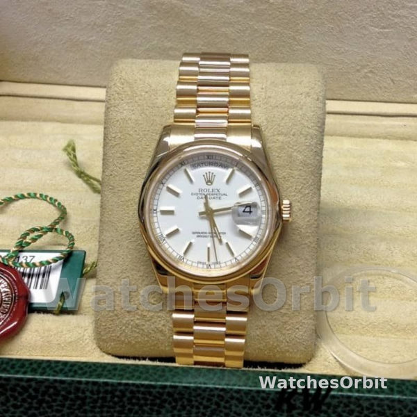 Replique Rolex Day-Date 36mm Unisex-118208-White Dial White unisexe