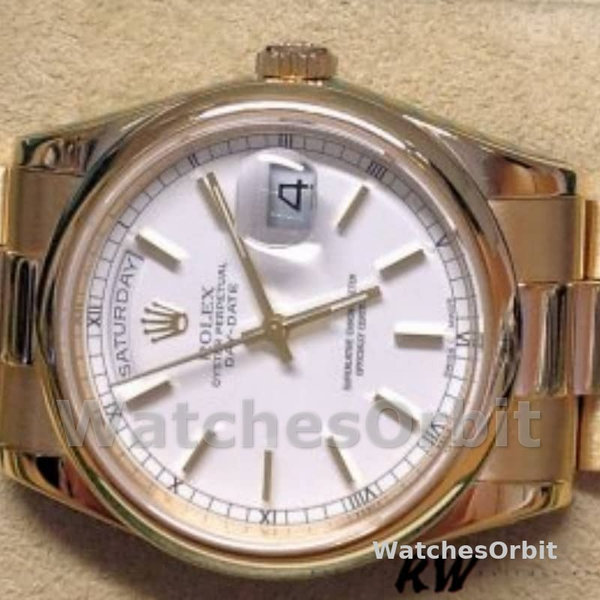 Replique Rolex Day-Date 36mm Unisex-118208-White Dial White unisexe