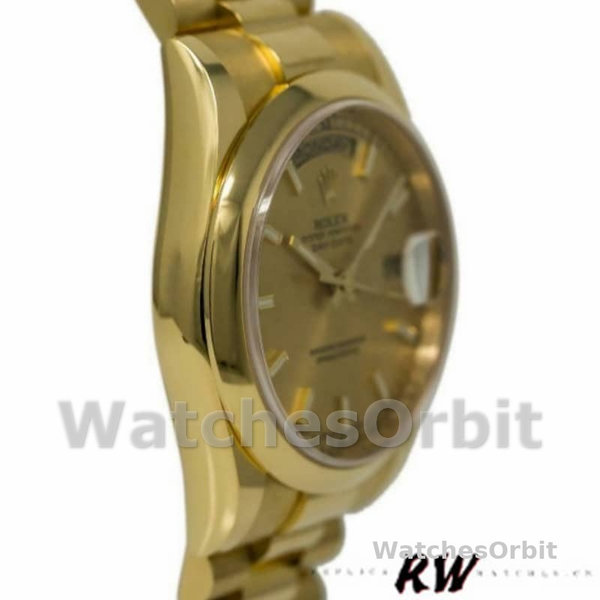 Replique Rolex Day-Date 36mm Unisex-118208-Or jaune Cadran champagne Champagne