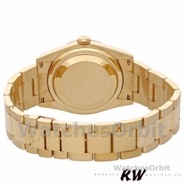 Replique Rolex Day-Date 36mm Unisex-118208-Or jaune Cadran Champagne-Numéros romains Champagne