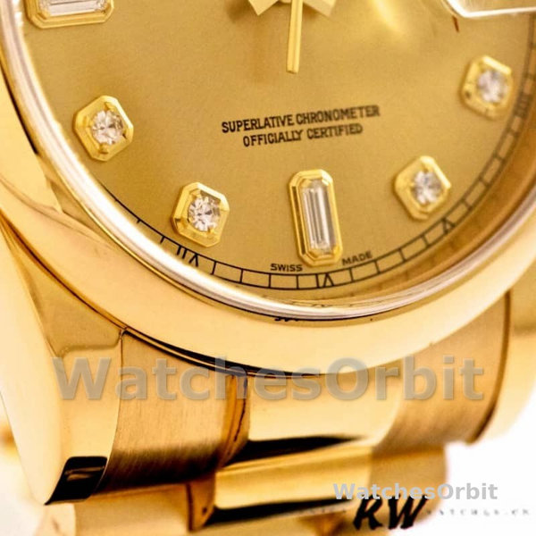 Replique Rolex Day-Date 36mm Unisex-118208-Or jaune-Champagne Cadran diamant Champagne