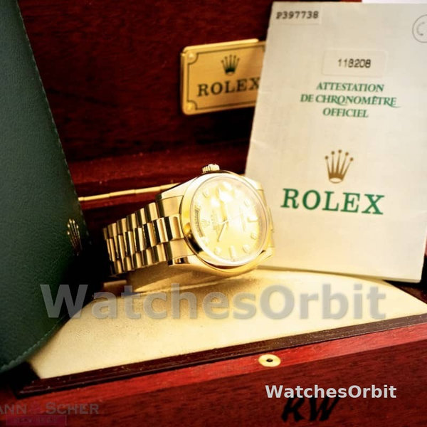 Replique Rolex Day-Date 36mm Unisex-118208-Or jaune-Champagne Cadran diamant Champagne