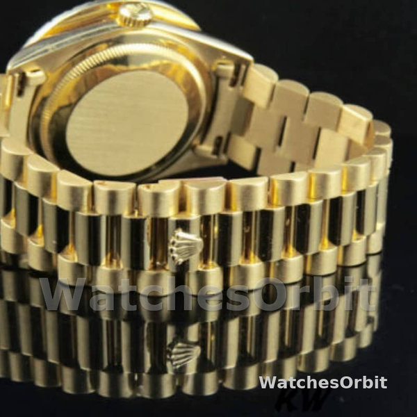 Replique Rolex Day-Date 36mm Unisex-118208-Or jaune-Diamant pavé vert-Cadran arabe Vert