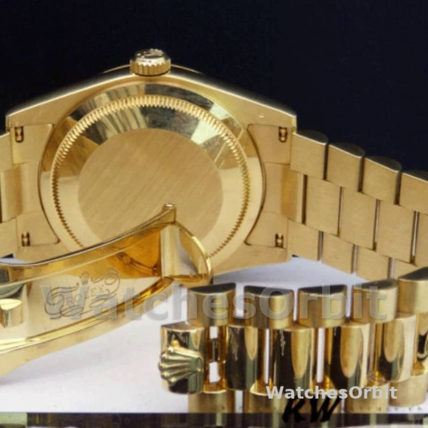 Replique Rolex Day-Date 36mm Unisex-118208-Or jaune-Numéro romain Pyramide-Cadran Ivoire Ivoire