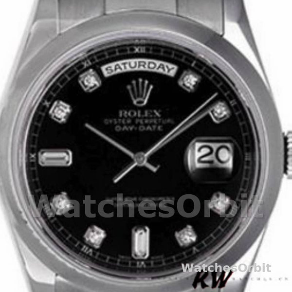 Replica Rolex Day-Date 36mm unisex-118209-zwarte wijzerplaat zwart