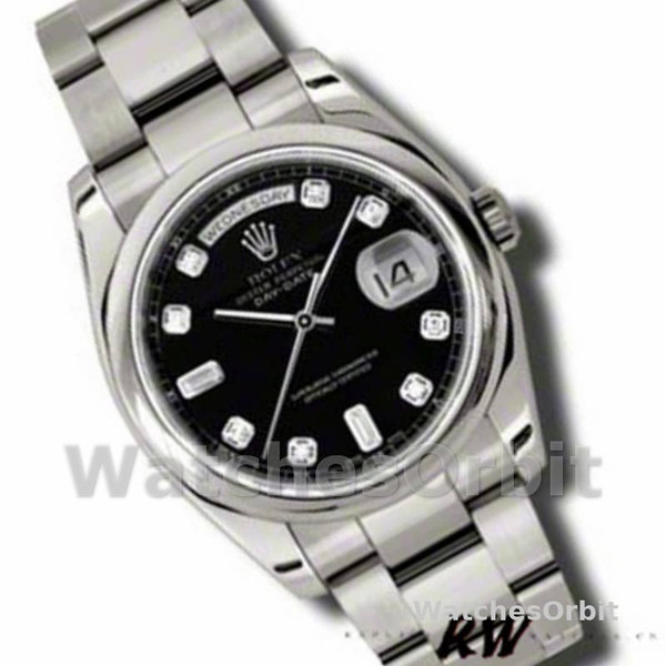 Replica Rolex Day-Date 36mm unisex-118209-zwarte wijzerplaat zwart