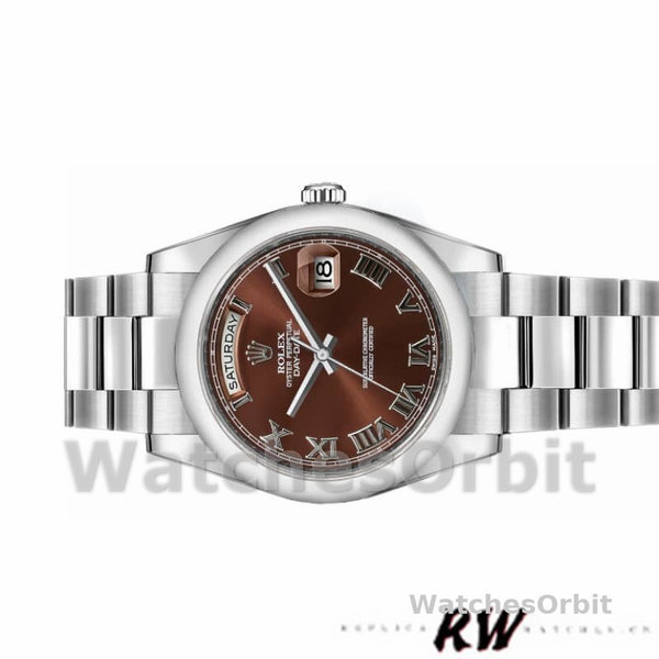 Replica Rolex Day-Date 36mm Unisex-118209-Chocoladebruin-Diamanten wijzerplaat Chocoladebruin<br />