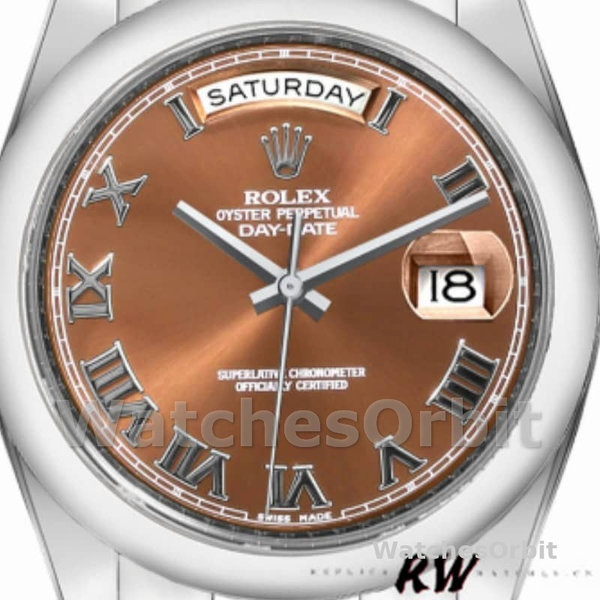Replica Rolex Day-Date 36mm voor heren-118209-koperbruine wijzerplaat<br />