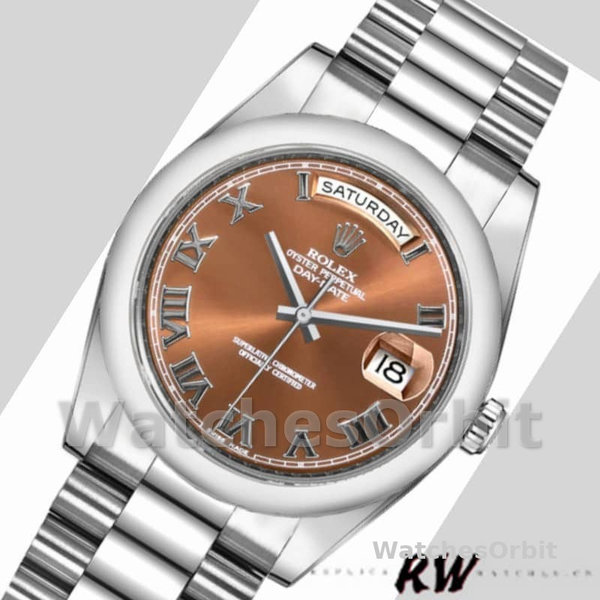 Replica Rolex Day-Date 36mm voor heren-118209-koperbruine wijzerplaat<br />