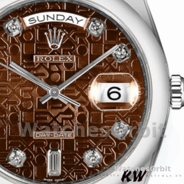 Replica Rolex Day-Date 36mm voor heren-118209-Jubileum-Chocoladebruin-Diamanten wijzerplaat Bruin