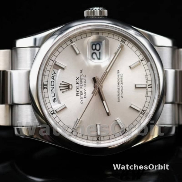 Replica Rolex Day-Date 36mm Unisex-118209-Zilveren wijzerplaat Zilver