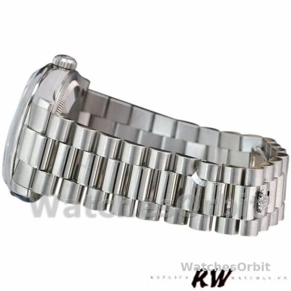 Replica Rolex Day-Date 36mm Unisex-118209-Zilveren wijzerplaat-Witgoud Zilver