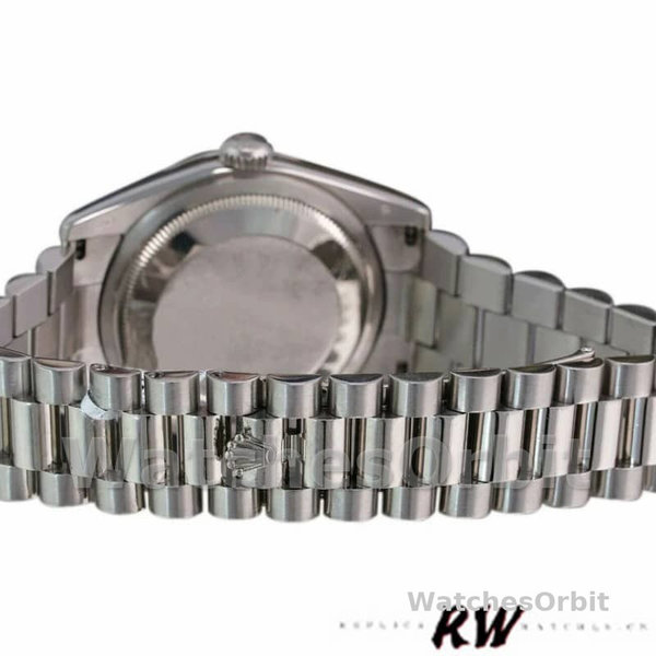 Replica Rolex Day-Date 36mm Unisex-118209-Zilveren wijzerplaat-Witgoud Zilver
