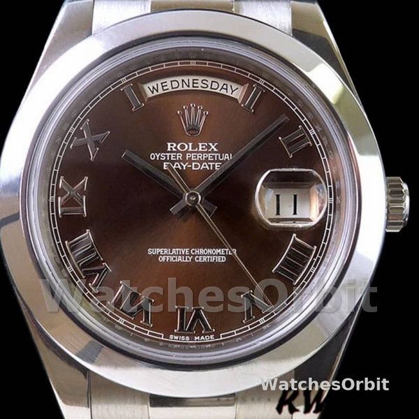 Replica Rolex Day-Date 36mm unisex-118209-Witgoud-Chocoladebruine wijzerplaat Chocoladebruin<br />