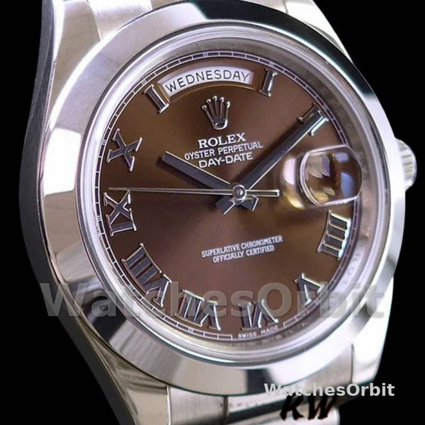 Replica Rolex Day-Date 36mm unisex-118209-Witgoud-Chocoladebruine wijzerplaat Chocoladebruin<br />