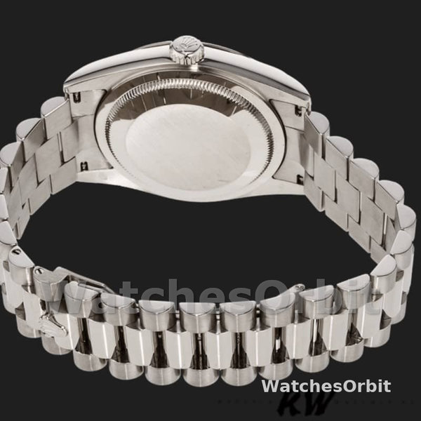 Replica Rolex Day-Date 36mm voor heren-118209-Wit goud-Zilveren wijzerplaat-Automatisch zilver