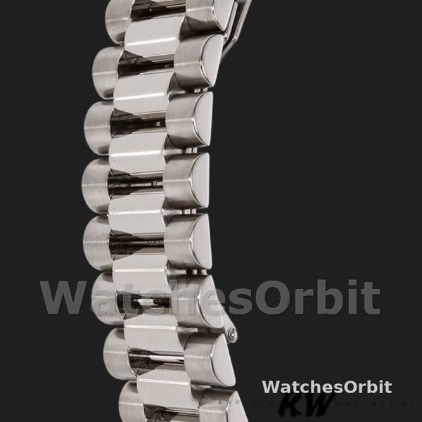 Replica Rolex Day-Date 36mm voor heren-118209-Wit goud-Zilveren wijzerplaat-Automatisch zilver