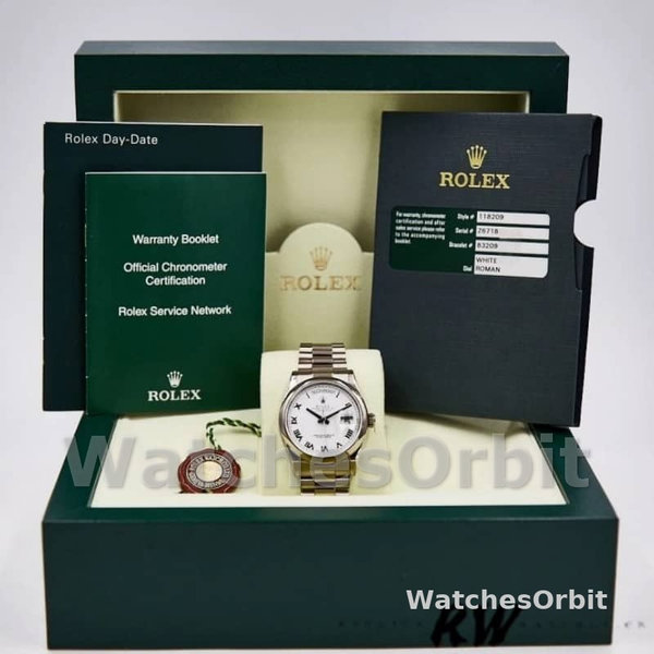 Replica Rolex Day-Date 36mm unisex-118209-Witgoud-Witte wijzerplaat Wit<br />