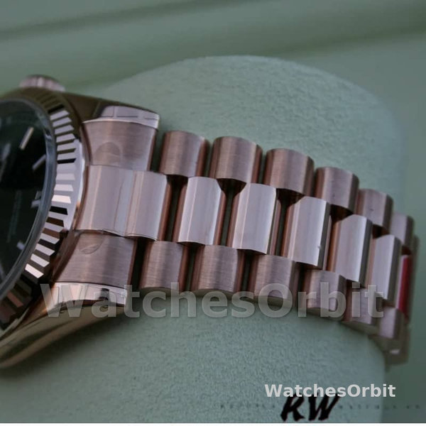 Replica Rolex Day-Date 36mm voor heren-118235-Zwarte wijzerplaat-Rose Gold Black