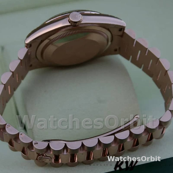 Replica Rolex Day-Date 36mm voor heren-118235-Zwarte wijzerplaat-Rose Gold Black