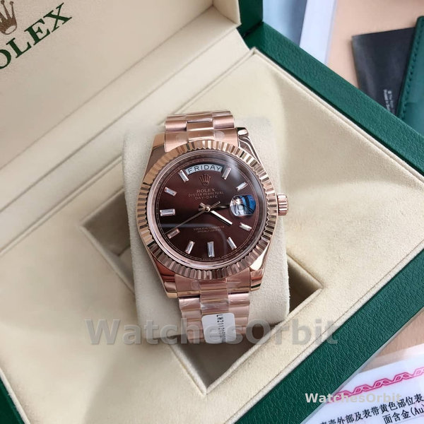 Replica Rolex Day-Date 36mm Unisex-118235-Everose Gold-Chocolate Dial Chocolade