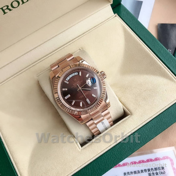 Replica Rolex Day-Date 36mm Unisex-118235-Everose Gold-Chocolate Dial Chocolade