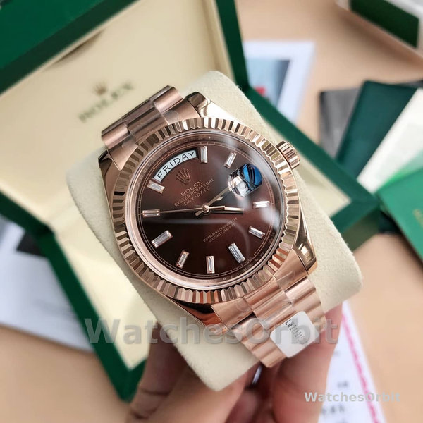 Replica Rolex Day-Date 36mm Unisex-118235-Everose Gold-Chocolate Dial Chocolade