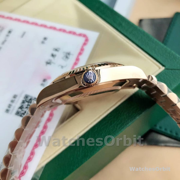 Replica Rolex Day-Date 36mm Unisex-118235-Everose Gold-Chocolate Dial Chocolade