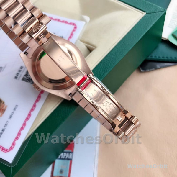 Replica Rolex Day-Date 36mm Unisex-118235-Everose Gold-Chocolate Dial Chocolade