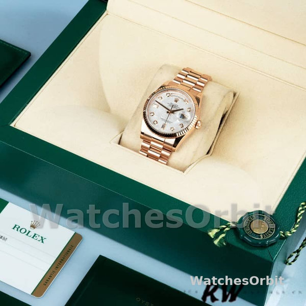 Replica Rolex Day-Date 36mm unisex-118235-Everose Goud-Meteoriet Diamanten Wijzerplaat Meteoriet