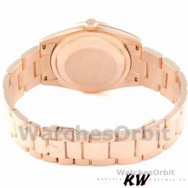 Replica Rolex Day-Date 36mm voor dames-118235-Evergoud-Roze Diamanten Wijzerplaat