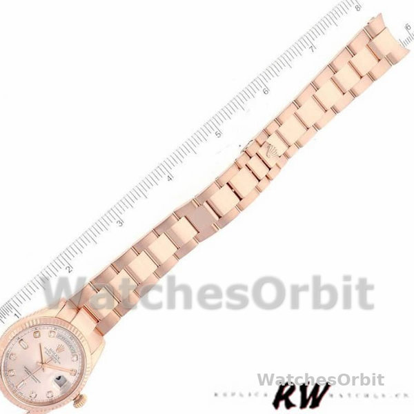 Replica Rolex Day-Date 36mm voor dames-118235-Evergoud-Roze Diamanten Wijzerplaat