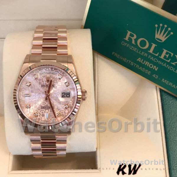 Replica Rolex Day-Date 36mm Dames-118235-Everose Goud-Roze Jubileum Wijzerplaat Roze Jubileum