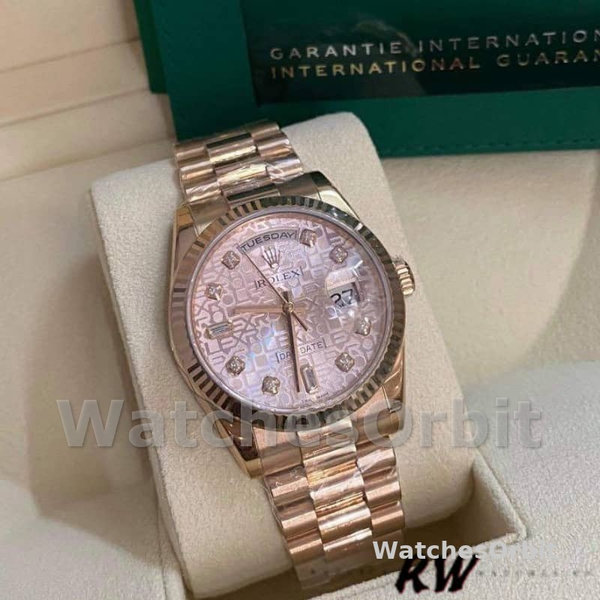 Replica Rolex Day-Date 36mm Dames-118235-Everose Goud-Roze Jubileum Wijzerplaat Roze Jubileum