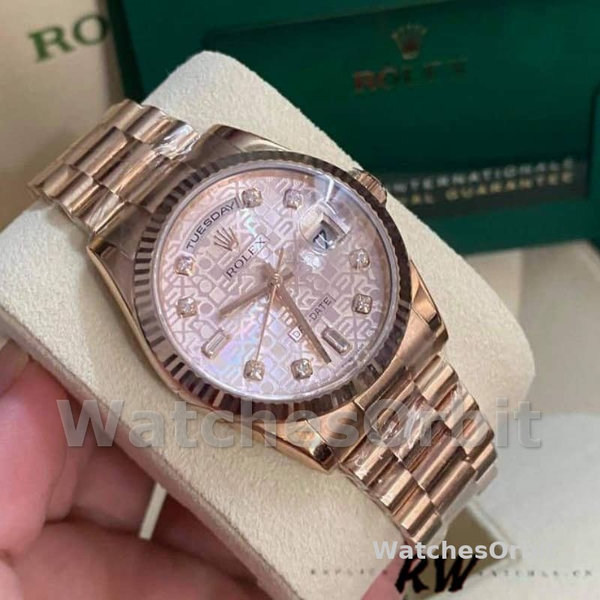 Replica Rolex Day-Date 36mm Dames-118235-Everose Goud-Roze Jubileum Wijzerplaat Roze Jubileum