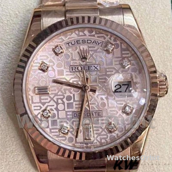 Replica Rolex Day-Date 36mm Dames-118235-Everose Goud-Roze Jubileum Wijzerplaat Roze Jubileum