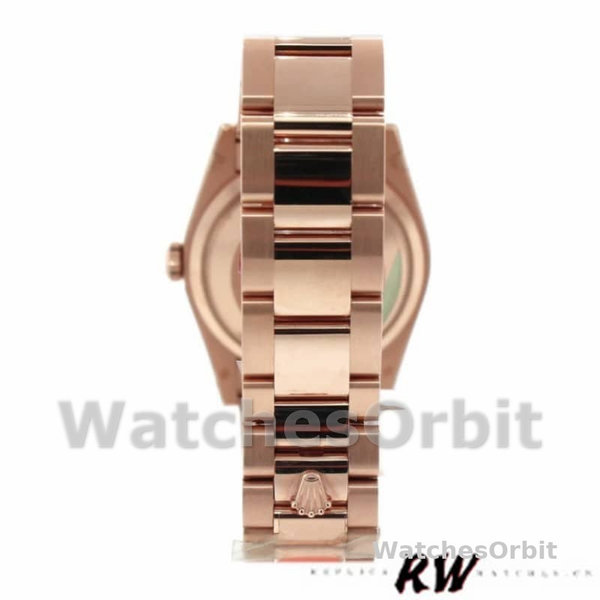 Replica Rolex Day-Date 36mm Unisex-118235 Geribbelde lunette-Cocolade Wijzerplaat Chocolade